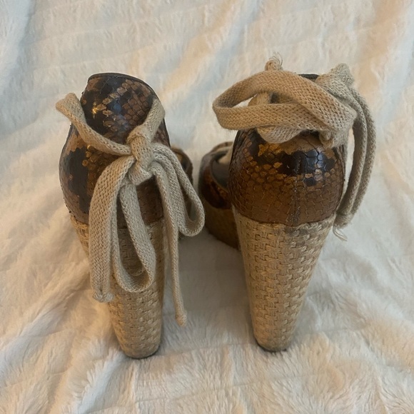 Theory Snake Skin Lace-up Espadrille Wedge EU 37 - Picture 5 of 11